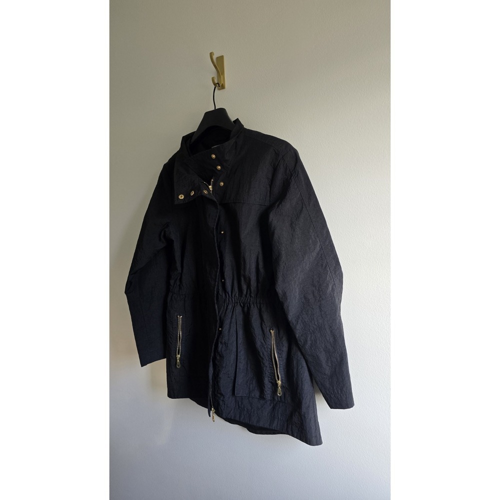Tart Collection Black Utility Jacket Gold Zip Pockets Lightweight Women's Coat L - Picture 4 of 5